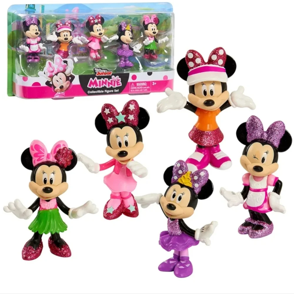 New! Disney 3 Minnie Mouse Puzzles and 5 Pc. Figurine Set